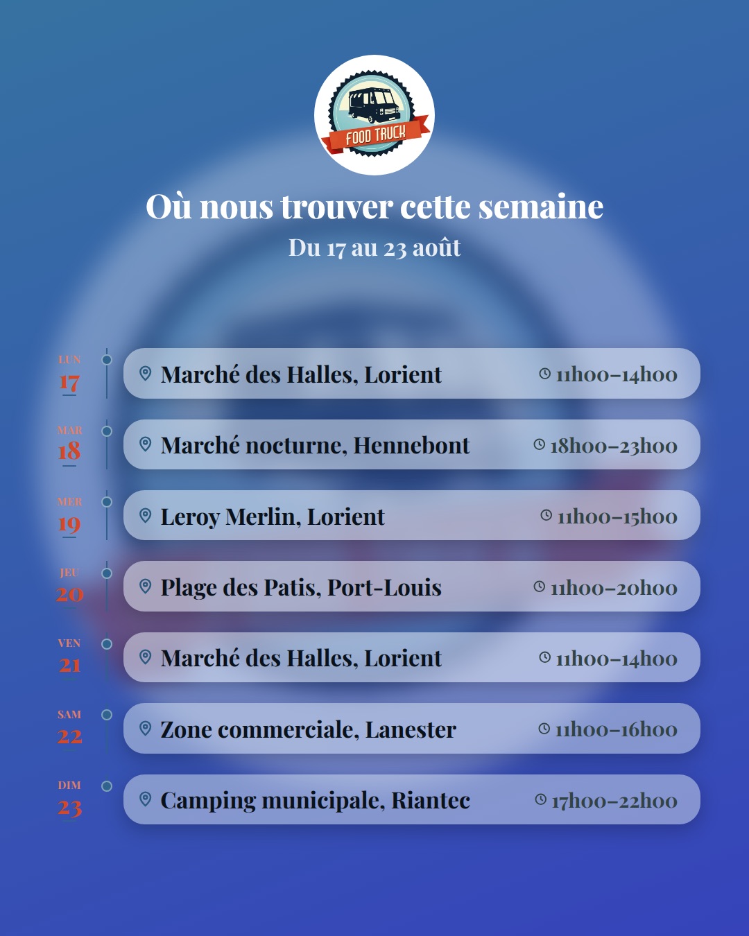 Le post du planning de la semaine